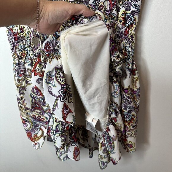 Banana Republic Multicolored Peasant Boho Paisley Tassel Tie Mini Dress Size XS - Picture 13 of 16